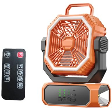 MHADBKH Ventilateur brumisateur de tente 20 000 mAh 10 000 mAh rechargeable avec lanterne LED et oscillation automatique pour utilisation en extérieur Ventilateur LED