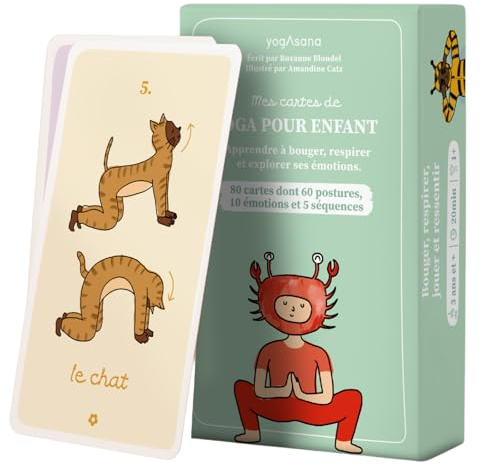 yogAsana Coffret Yoga Enfant – 75 Cartes & 5 Histoires – Postures, Respiration & Émotions – Développe Motricité, Calme, Confiance & Créativité – Activité Bien-être Enfant - Dès 3 Ans - 20 Min