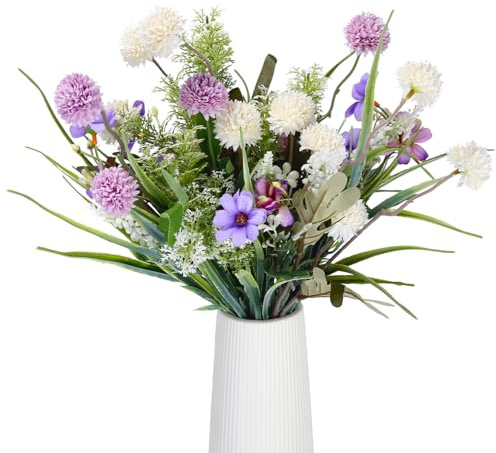 Plantas Artificiales Decorativas Centros de Mesa de Boda Champán DIY Ramo Flores Rellenos Jarrones Decoraciones para el Hogar, Flores Artificiales Interior para Baño Comedor Cocina Boda