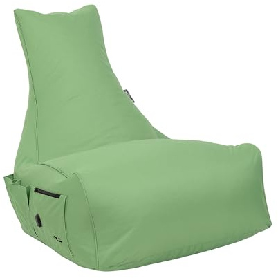 BuBiBag Gaming Sitzsack XXL mit Füllung – Beanbag mit Seitentaschen & Kopfhörerhalter, nachfüllbar Dank Reißverschluss, für Kinder & Erwachsene, Indoor & Outdoor, EPS Perlen, Magic Gambler (Mintgrün)