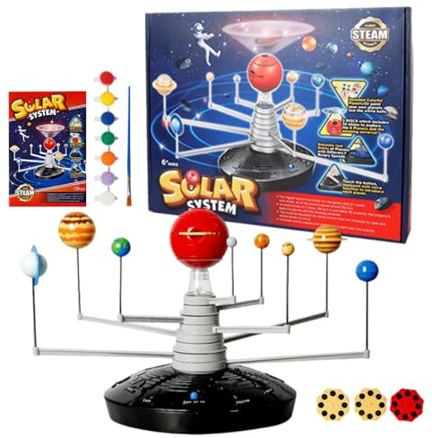 Glowing Rotating Projector, Interactive Galaxy Learning Toy, 12.2x15.35x3.03 Inch Planetarium with LED Lights, Sturdy Space Display, Night Lamp Cosmic Design, STEM Gift for Classroom Play