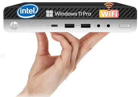 HP EliteDesk 800 G3 Mini Ordinateur de Bureau, Intel Core i5-6500, 8 Go de RAM, 256 Go de SSD, WiFi, Bluetooth, Senza tastiera e Mouse, Windows 11 Pro (reconditionné)