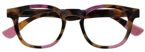 OPULIZE Ava Lesebrille Schmeichelhaft Abgerundet Rahmen Federscharniere Kratzfest Braun Schildpatt Rosa Herren Damen R62-4 +2.50