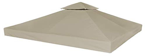Goliraya 2-Stufiges Pavillondach Pavillondach Ersatzbezug Ersatzdach für Metall Pavillon Faltpavillon Festival-Zelt Gartenmöbel Gartenpavillon 310 g/m² 3x3 m Taupe