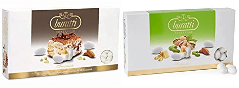 Buratti Confetti Tenerezze Gusto Tiramisu - 1 Kg & Con Ripieno Al Gusto Pistacchio, Tenerezze Pistacchio - 1000 G