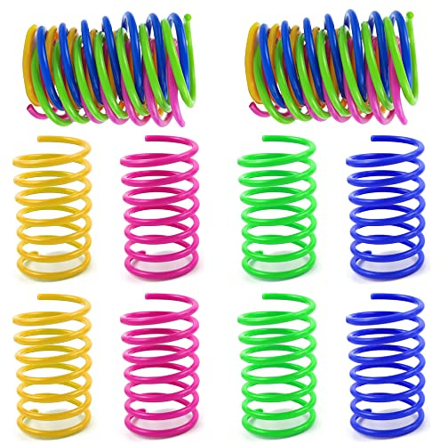 Cat Spring leksak, 20 stycken kattleksaker, färgglada spiralleksaker för katter, kattungar, interaktiv spiral, kattleksak, nyhet, husdjursleksak