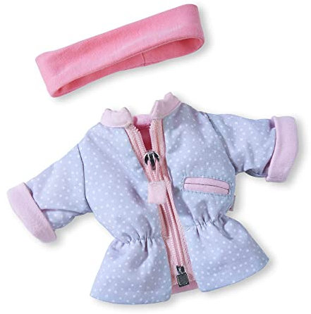 HABA 306547 - Kleiderset Pünktchen-Parka - Kleidung für Puppen bis 32 cm, Set mit Stirnband und Jacke