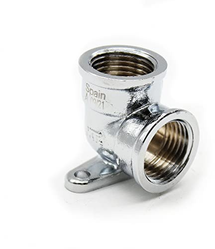 DOJA Barcelona | Wanddose Messing Bogen Verchromt | IG x IG 1/2 | Pack 4 | Wasser Wandanschluss Innengewinde | Winkel 90 Grad Wandscheibe Winkelstück Verbinder | Fittingteile Wasser Wandanschluss
