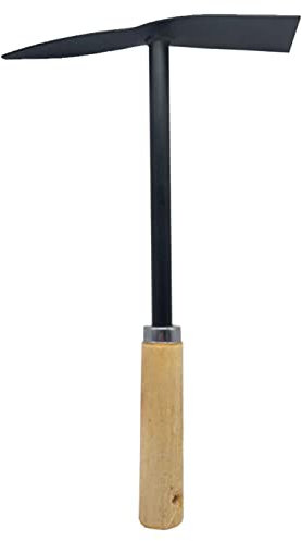 Tradineur - Azada con Mango de Madera - Fabricado en Acero - Diseño ergonómico - Fácil y cómodo - Herramienta Manual - 31 x 5,5 x 8,4 cm