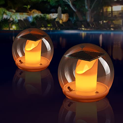 Luci Piscina Solari Galleggianti, Luci Solari Esterno Energia Solare Decorative IP68 Impermeabili Potenti, Candela Con Led Lampada Piscina Galleggiante, Per Giardino Da Terra Balcone Ponte (2pezzi)