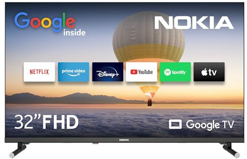 NOKIA 32 Pulgadas (80 cm) Google TV FHD (WLAN, Triple Tuner DVB-C/S2/T2, Google Assistant, YouTube, Netflix, DAZN, Prime Video, Disney+) – FN32GE320 - 2023
