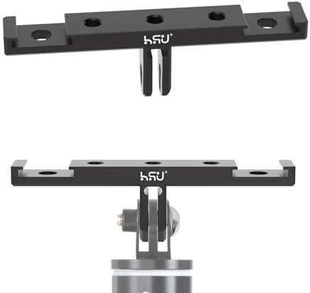 HSU Cold Shoe Extension Bracket for Action Camera, Dual Hot Shoe Aluminum Mount with 1/4 Thread Hole for Camera Photography