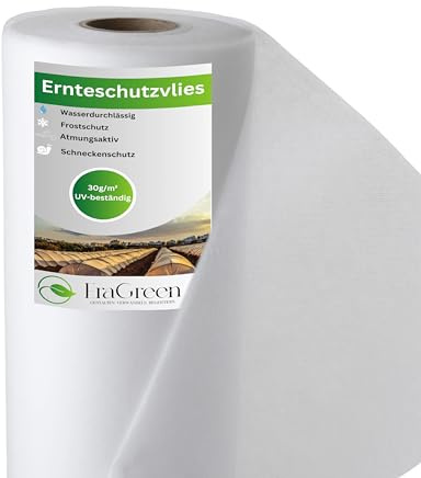 EraGreen Abdeckvlies 30g/m² - 1,6m x 20m - Frostschutzvlies für Pflanzen, atmungsaktiver Wachstumsvlies, Frühbeetvlies, Gartenvlies zur Abdeckung von Gemüsebeeten