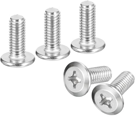 QUARKZMAN 50pz M6x15mm Viti a Testa Phillips a Testa Tonda Piatta | Acciaio Inossidabile 304, Bullone Connessione Mobili, Viti per Macchine a Croce, Filettatura Completa, Finitura Lucida