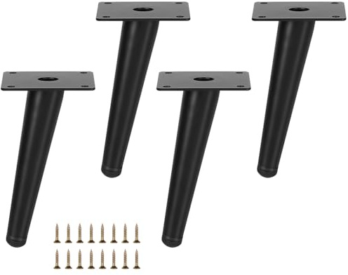 DBREAKS Lutande metallmöbelben - Justerbara avsmalnande fötter för soffor, bord, TV, stolar, skåp - svart, 15 cm