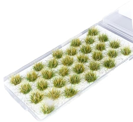 RXKFIGX 32PCS Touffes d'herbe Modèle de Plantes Modèle Mini Touffe Terrain Kit d'herbe Statique en Résine Modèle de Scène Statique pour Bricolage Train Train Paysage Artificiel Herbe Miniature