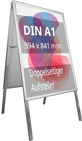 Aufsteller beidseitig DIN A1 Alu-Kundenstopper, Werbeaufsteller, Plakatständer, beidseitg mit Schutzfolien und Klapprahmen