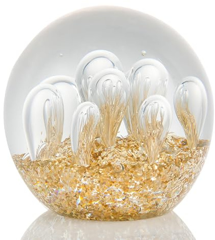 Arikyrist Goldener Briefbeschwerer, mundgeblasen, Ozeanwellen