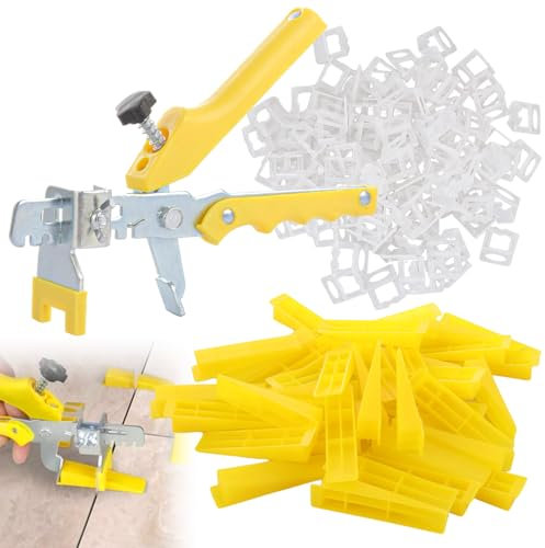 DAJAVE 601 Pcs Tile Leveling System 3mm Tile Levelling System Kit, 500 Pcs Tile Spacers Clips 100 Pcs Reusable Tile Wedges with 1 Pcs Tile Leveling Pliers for Floor Wall Tile Leveling