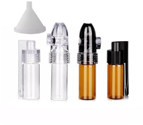 CLKE 4 Stück Gewürzpulver Dosierer, Pulver Portionierer mit Mini-Trichter und Löffel, Dosierer Pulver, Gewürzpulver Werkzeug Gewürzgläser Gewürzstreuer, Aufbewahrungsflasche für Camping, Küche, Reisen