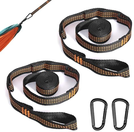YGKYMVW Hängematte Befestigung, 2 m x 2,5 cm Seil für Hängematte,Hängematten Aufhängung mit 2 Schwerlast Karabiner, Hängematten Befestigung für Camping Outdoor Reise Schaukel Baum Aufhängung