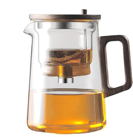 Water Separation Glass Teapot, Glass Glass Separation Teapot with Press Control - Loose Leaves Kettle with Tea Infuser for Home, Living Room, Kitchen, Hotel Fashionable