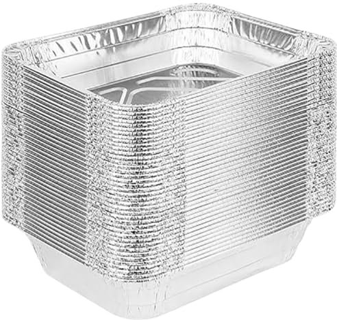 XIUsheUA Vassoio in Alluminio 50 Pezzi contenitori in Alluminio for padelle, padelle in Alluminio, padelle in Latta, padelle, contenitori for Alimenti in Alluminio, contenitori for pasti(Silver-M)