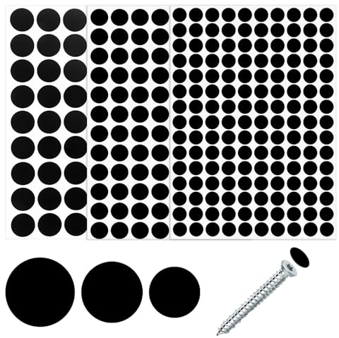 290PCS Self Adhesive Black Screw Caps,Screw Covers Sticker,12mm 15mm 21mm Sticky Screw Caps Black for Furniture Wood Screws Wall Cabinet Desk Wall
