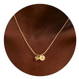 Turandoss Gold Initial Heart Necklace for Women - Dainty Letter A Pendant Necklace 14K Gold Plated Initial Necklaces Trendy for Woman, Name Necklaces Jewelry Gift