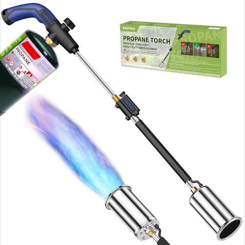 Heavy Duty Propane Weed Burner Torch, 30 Self-Igniting Flame Thrower with Rubber Grip for Garden Weeding, BBQ Lighting, Driveway & Snow Clearing(Fuel Cylinder Not Included)
