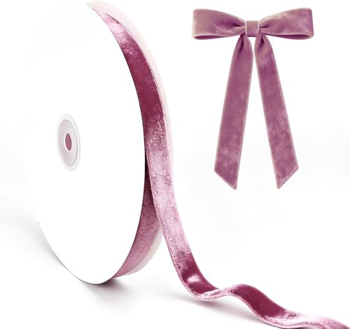 Eopvttge 15mm x 20 Yards Velvet Ribbon Geschenkband Weihnachten, Schleifenband Rosa, für Weihnachtsbaumschmuck, Geschenkverpackung, Blumensträuße, Weihnachtsdeko Girlande, Schleifen Dekoband