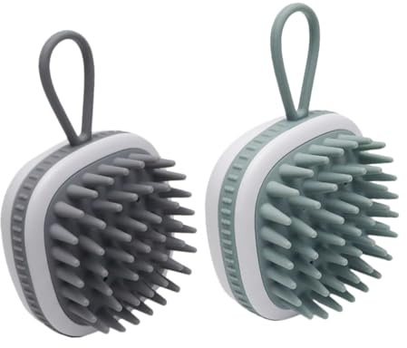 Homoyoyo 2 piezas Cepillo Champú Masajeador de Silicona para Cabello y Cabelludo Antideslizante Limpieza Profunda y Estimulación Circulatoria para Adultos