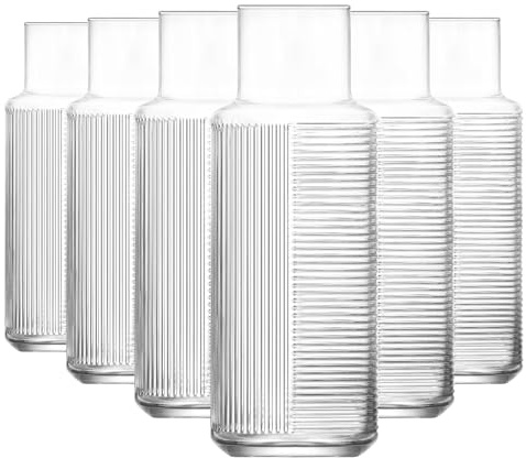 LAV 1.2L Helen Carafes en Verre - 6x Eau Vin Jus Réfrigérateur Stockage Pichet Ensemble | Chevet Lessive Distributeur Bouteilles Pot