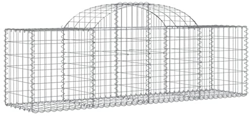 Nqyjm Clôture en Maille de Jardin Paniers à Gabions Arqués 6 pièce 200x50x60/80 cm Fer Galvanisé, Mur à Gabion Cages à Pierres pour Terrasse Extérieur Pelouse Décorative Model 2