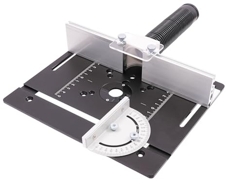 Plaque d'insertion de table pour routeur - 24 x 20 cm - Pour le travail du bois - Rotation à 180 ° - Outils de coupe - Alliage d'aluminium - Plaque d'insertion - Défonceuse avec échelle claire - Pour