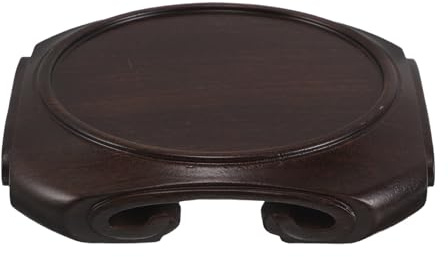 Operitacx Support à plantes chinois en bois rond, base de vase sur piédestal, artisanat sculpté à la main, pour vase et boule de verre, décoration de table maison minimaliste