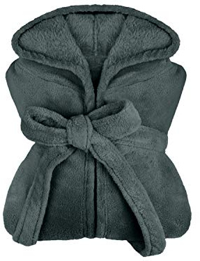 npluseins extra weicher Kapuzen-Bademantel aus Kuschelfleece - in modernen Farben und verschiedenen Größen - unisex & wadenlang, S, weiß