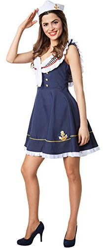 dressforfun 900504 Damdräkt Sjöman, Outfit i blått och vitt (L| Nr. 302439)