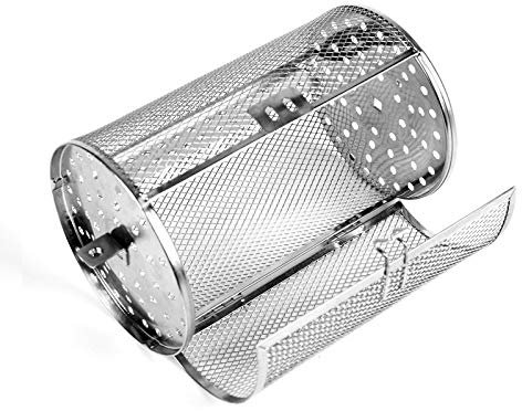 Falytemow Parrilla de acero inoxidable para asador de 12 x 23 cm, cesta de horno, horno de asado, giratorio, para cacahuete, nueces, granos de café, barbacoa