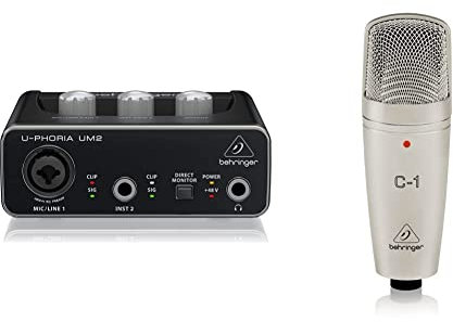 Behringer U-PHORIA Audio-Schnittstelle Audioschnittstelle 1-Channel schwarz & C-1 Studio Kondensator Mikrofon