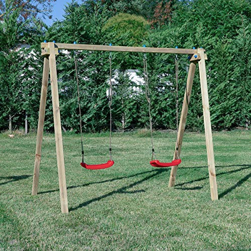 SavinOutdoor Altalena in Legno per Bambini Standard N.2 sedili Liberi Parco Giochi Giardino Esterno