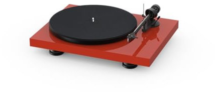 Pro-Ject Debut Carbon EVO, Audiophiler Plattenspieler mit Carbon Tonarm, elektronischer Geschwindigkeitsumschaltung und vormontiertem 2M Red Tonabnehmer (Hochglanz Rot)