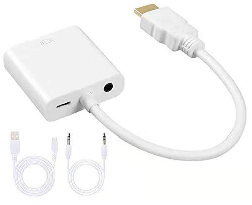 HDMI zu VGA Adapter Konverteradapter von Stecker zu Buchse 1080P Digital zu Analog Video Audio für PC Laptop Tablet,White