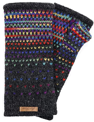 Damen Pulswärmer Armstulpen Modell Ida Anthrazit Regenbogen 2 95R