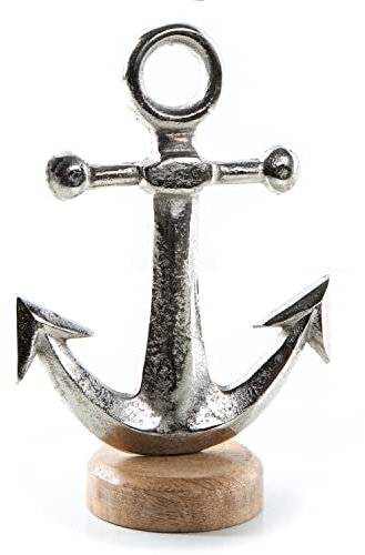 Logbuch-Verlag Anker zum Hinstellen 22 cm Deko Metall und Holz Geschenk Geburtstag Abschied Hochzeit silberfarben maritim
