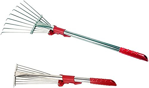 QIANMEI Harke Laubbesen Kleinrechen 9 Zähne Rasenblatt Rake | Edelstahl Unkraut Rake | Für Gartenarbeit, Kultivieren, Lösen von Boden und Verbreitung von Mulch