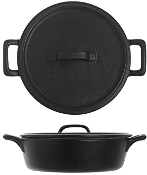 H&H Pirofila 2 Manici In Stoneware Tond22Xh6,5 Con Coperchio