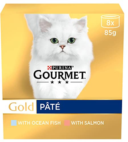GOURMET Gold Senior 7+ Pate Fish Wet Cat Food 8x85g, Pack of 6