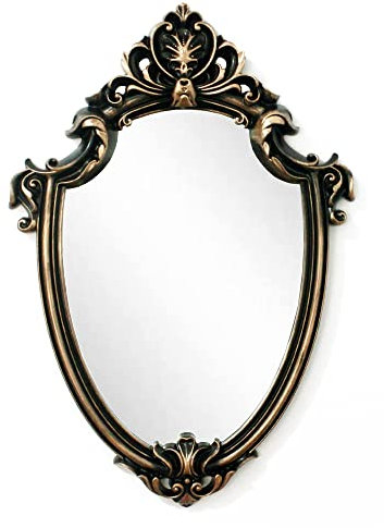 Eaoundm 16.5 x 11.5 Inch Vintage Antique Decorative Wall Mirror - Shield Shape (Vintage Gold)