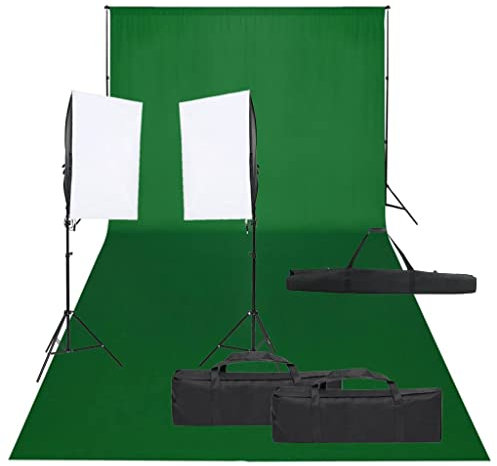 vidaXL Fotostudio-Set mit Beleuchtung und Hintergrund, Studio-Kit, Tageslicht-Lampe, Studio-Beleuchtung-Set, Studio-Licht, Fotografie-Licht